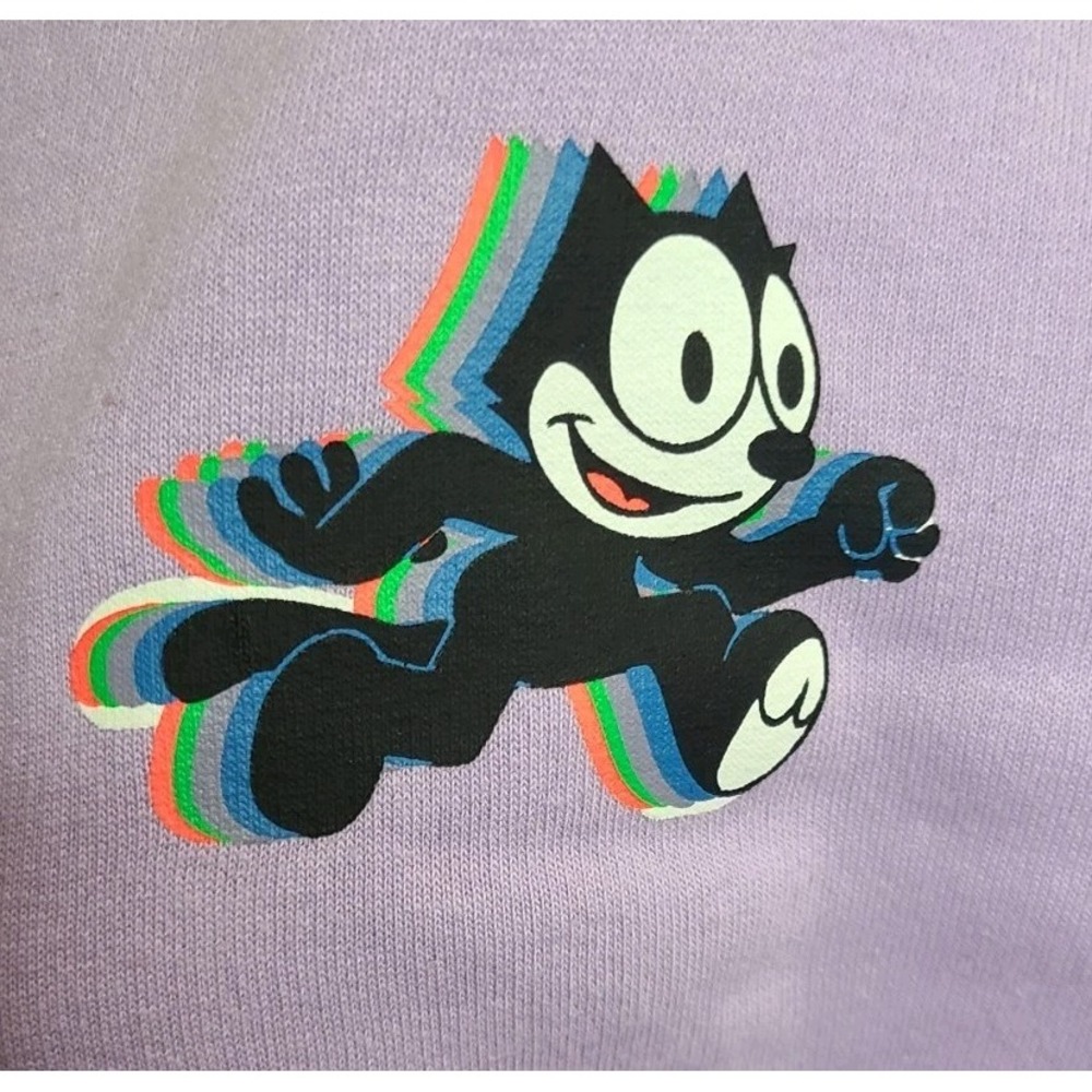 H&M Felix the Cat Hoodie Womens Small Oversized Lavender Retro Graphic Pullover - Picture 4 of 11